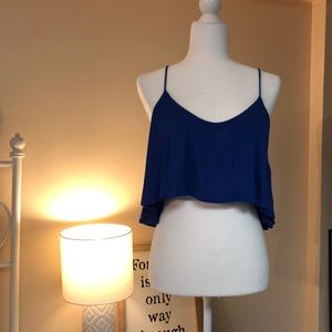 Royal blue hi low crop top